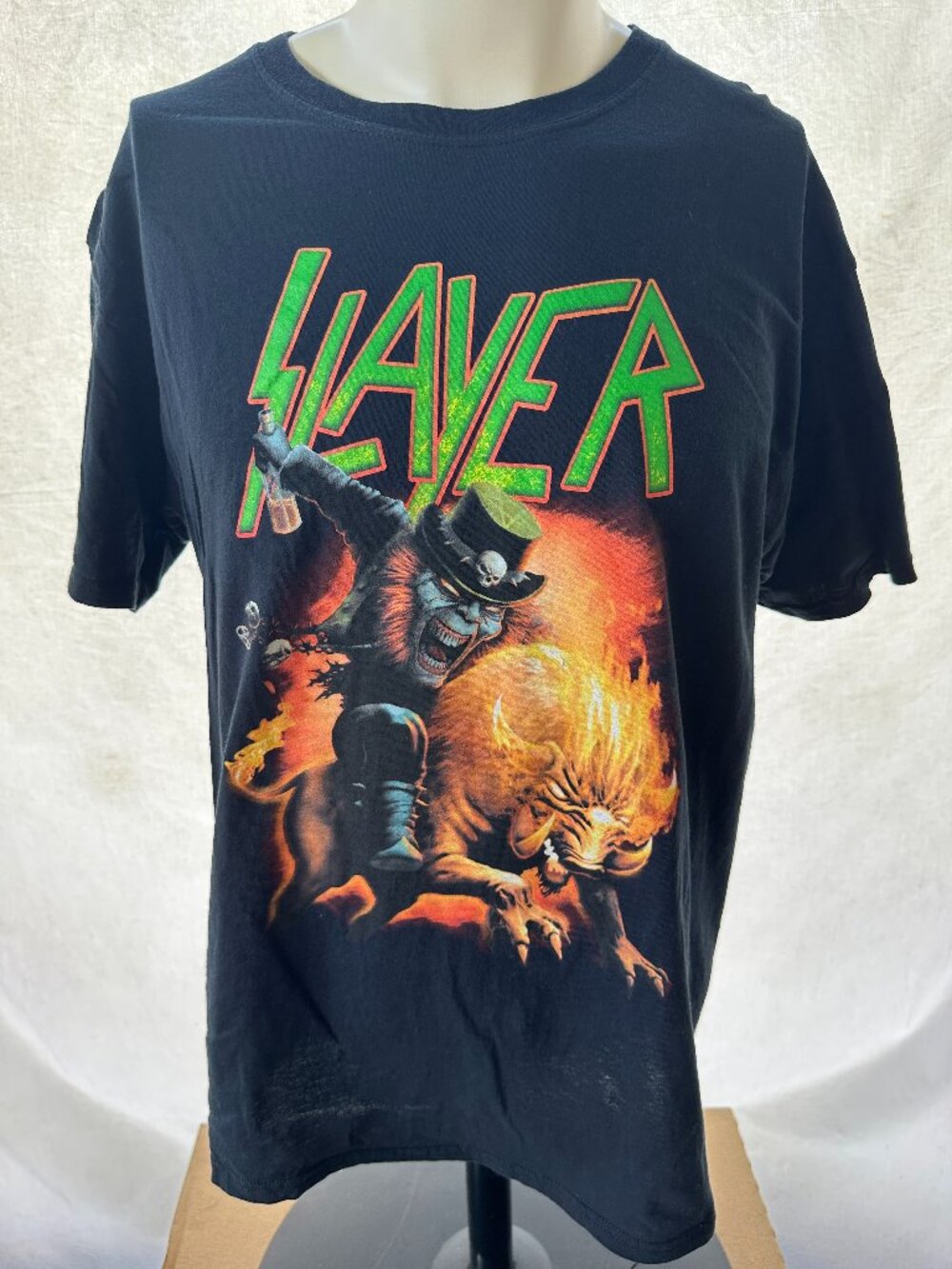 Slayer 2022 Tom Araya Kerry King Dave Lombardo Global Men's Black T Shirt Size L